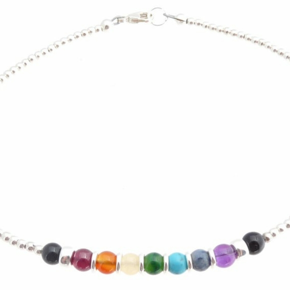 Jewelry - 🌻7 Gemstone Chakra Sterling Silver Bracelet🧘‍♀️